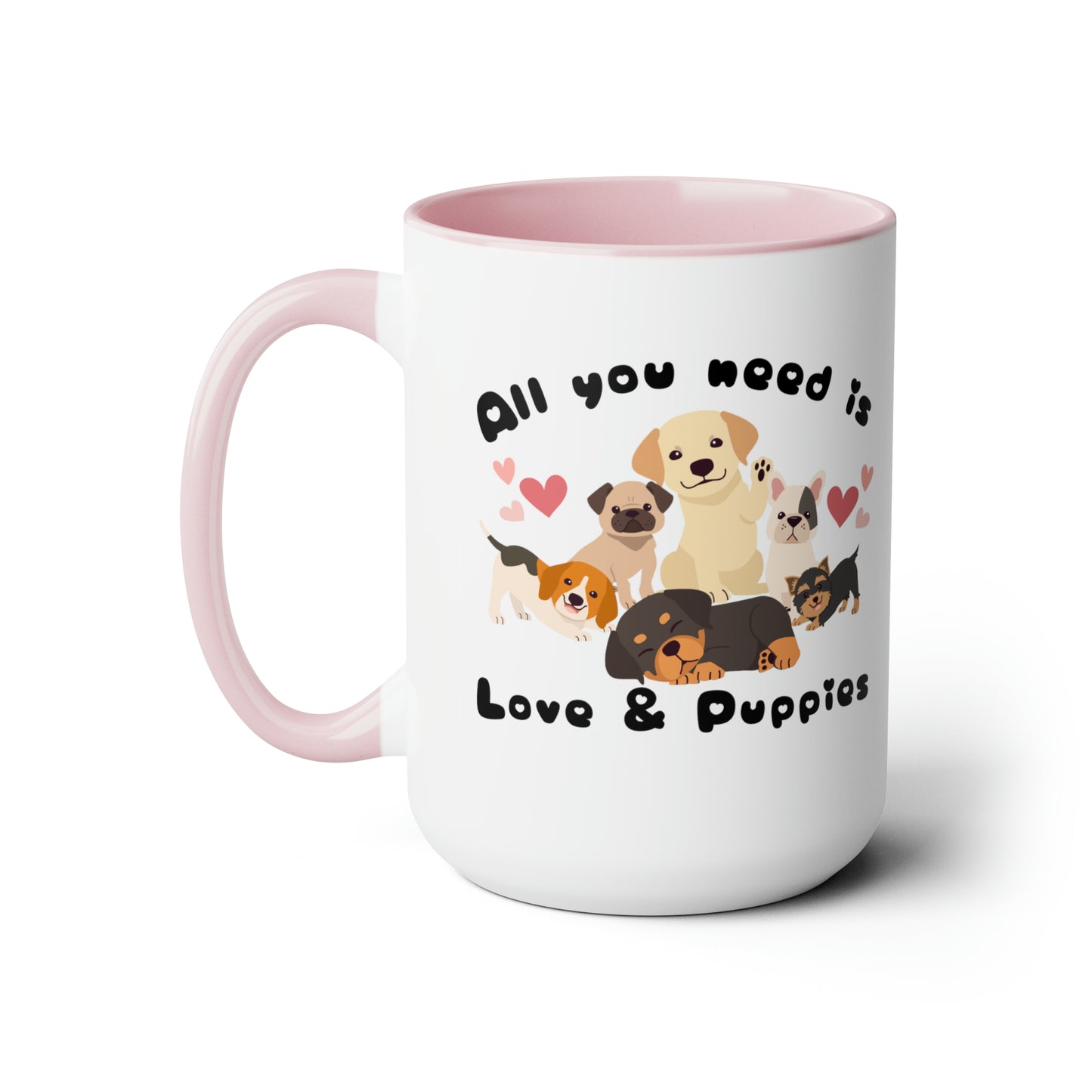 Love & Puppies Coffee Mugs, 15oz