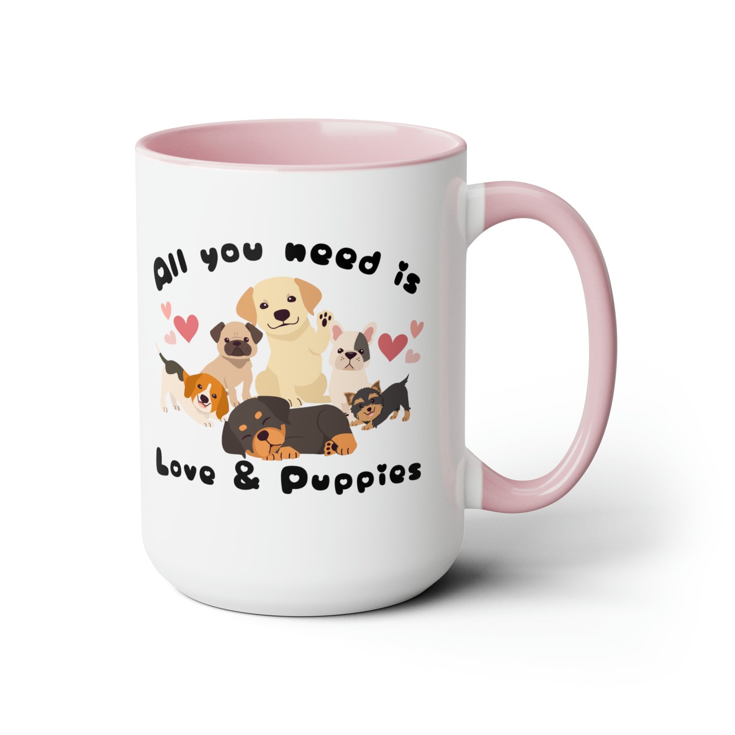 Love & Puppies Coffee Mugs, 15oz