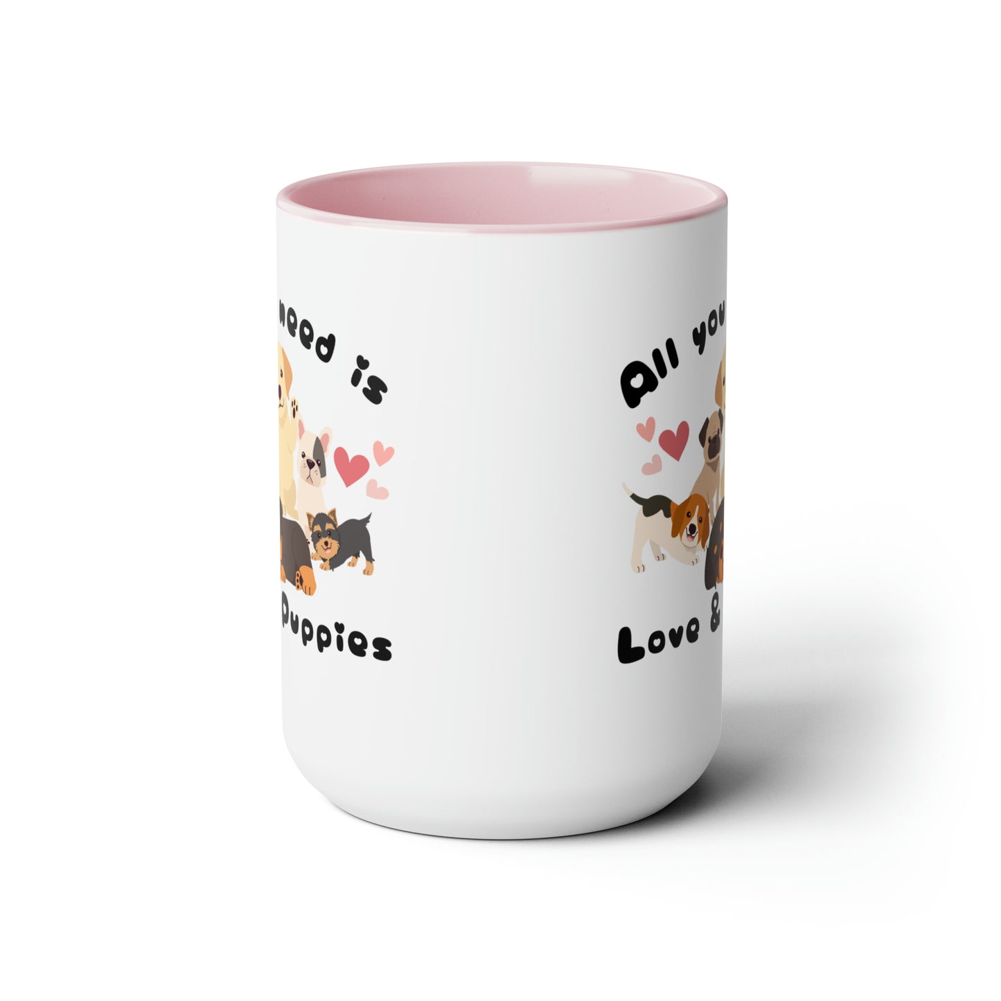 Love & Puppies Coffee Mugs, 15oz